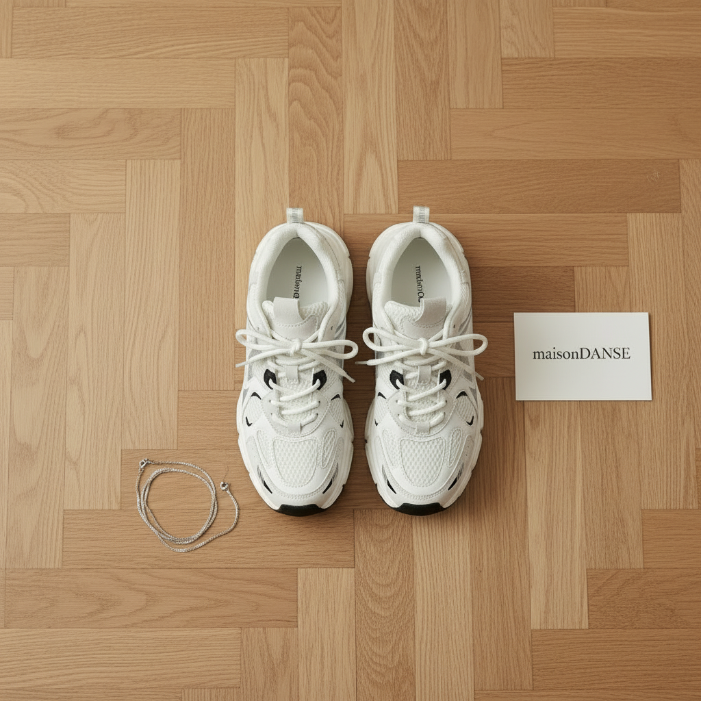 Flat lay baskets chunky blanches - sans chaussettes