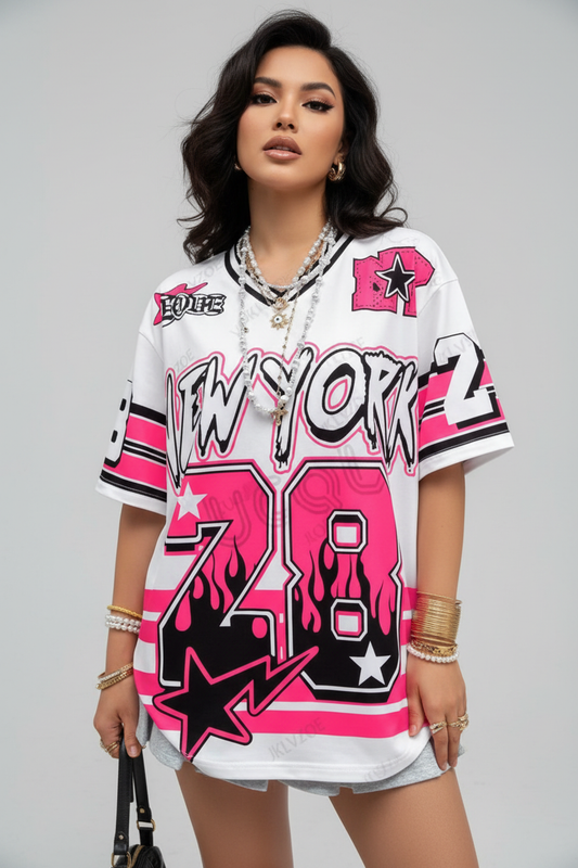 Mannequin portant le maillot NEW YORK rose