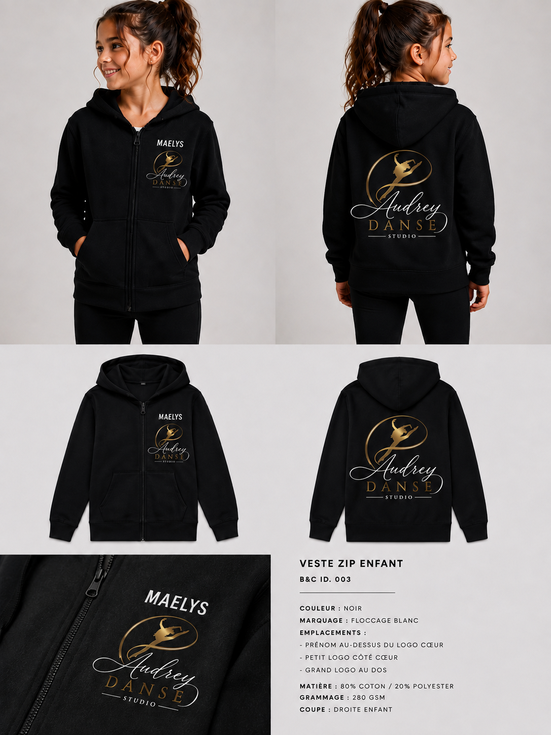 Veste Zip Enfant Flocage | Audrey Danse Studio