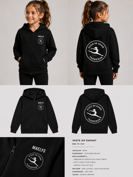 Veste Zip Enfant Flocage | École de Danse Tanneron
