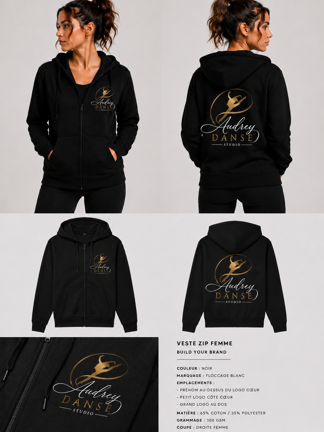 Veste Zip Flocage | Audrey Danse Studio
