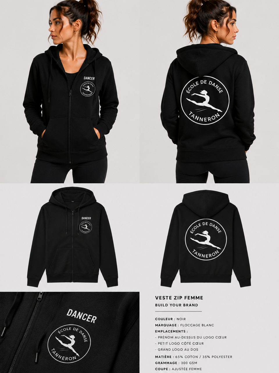 Veste Zip Flocage | École de Danse Tanneron
