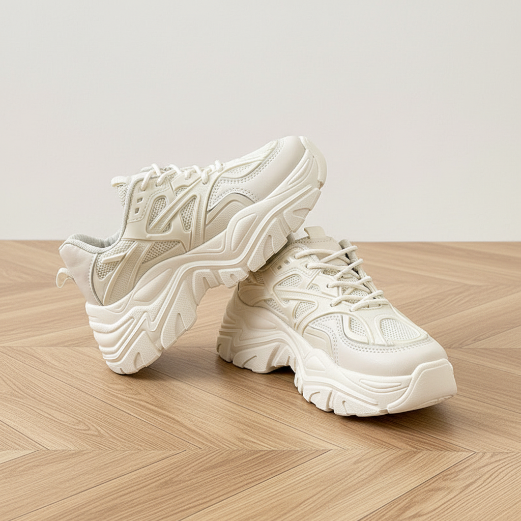 Baskets chunky crème - parquet danse