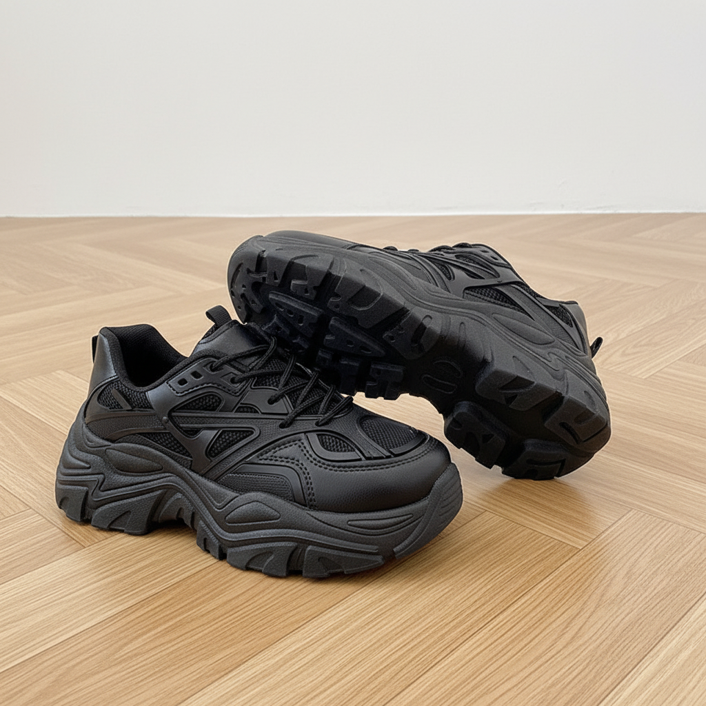 Baskets chunky noires - parquet danse
