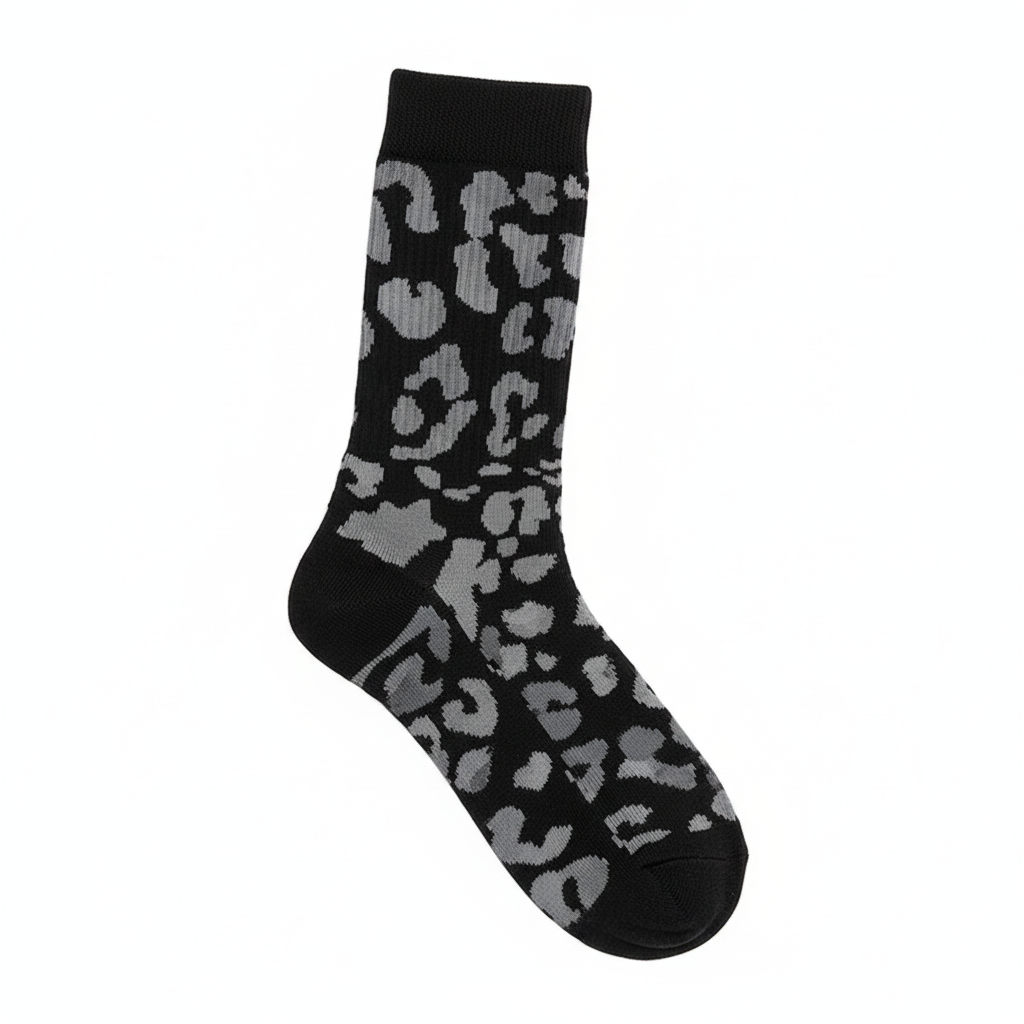 Black Grey Leopard Socks