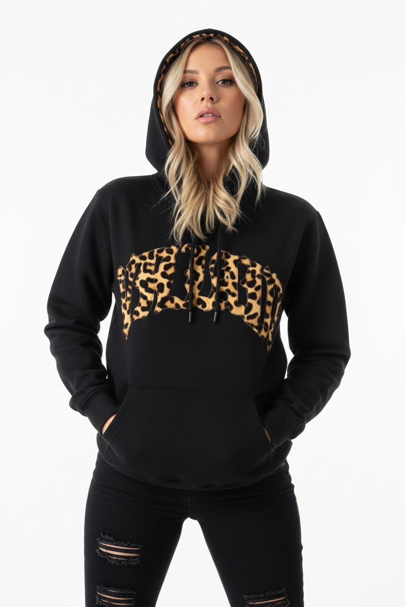 Blonde Model Black Leopard Hoodie