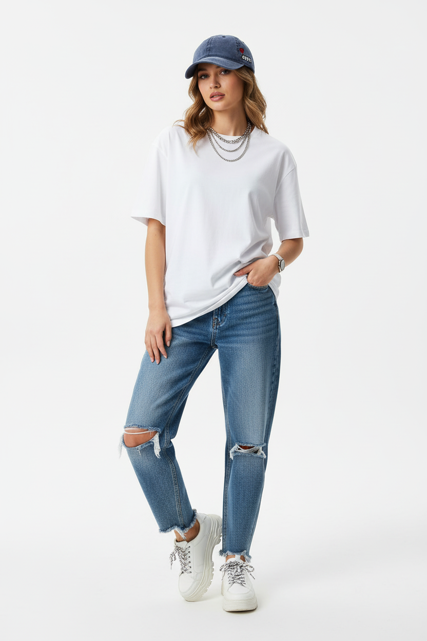 Blue OOPS Cap Woman Full Body