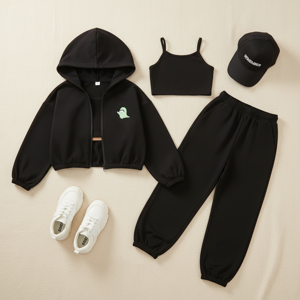 Flat lay Ensemble Hip Hop Chill noir