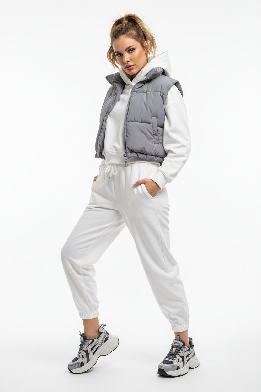 Grey Navy Urban Flow Sneakers Woman Full Body