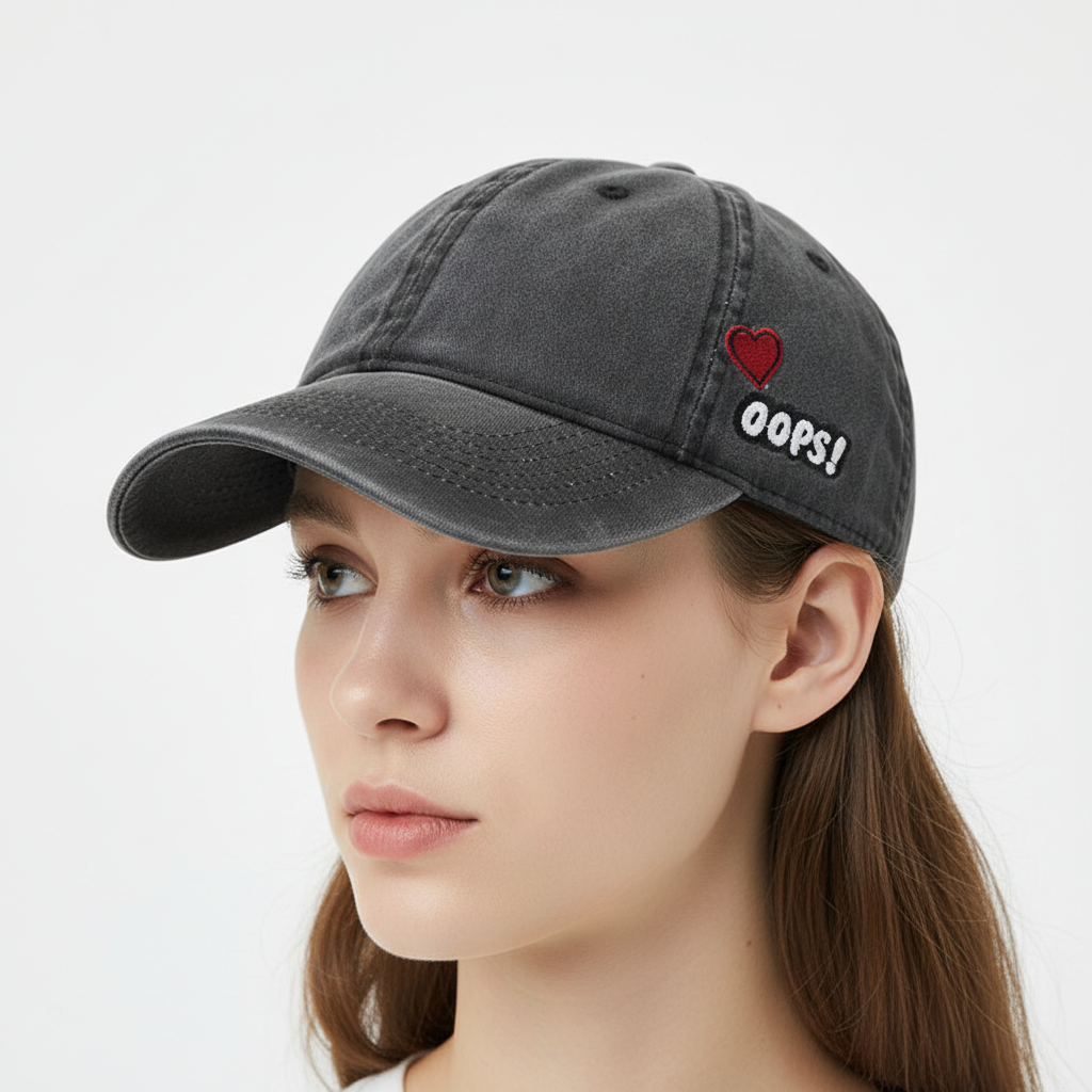 Grey OOPS Cap Close-up