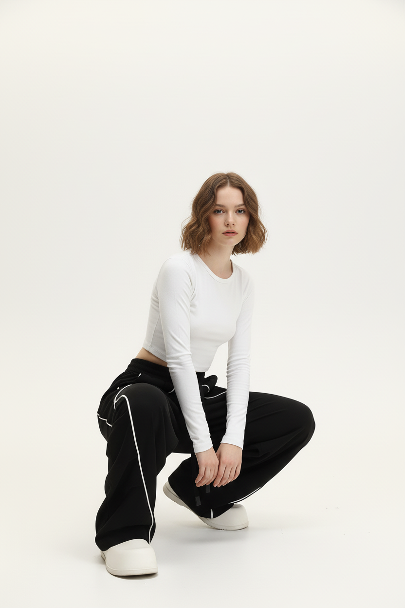 Mannequin accroupi - pantalon bandes réfléchissantes noir