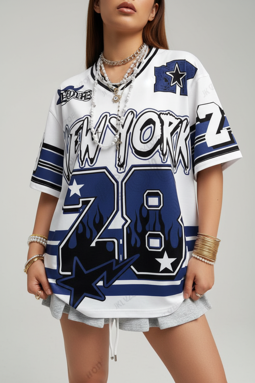 Mannequin portant le maillot NEW YORK bleu marine