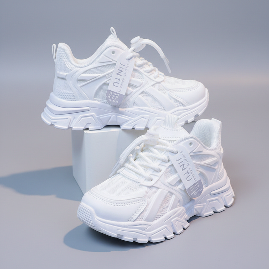 Paire basket blanche fond neutre