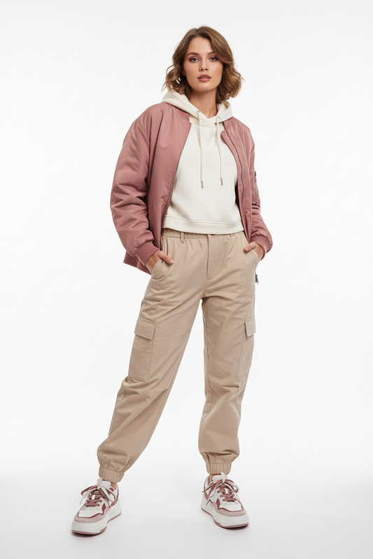 Pink Cream Chunky Sneakers Woman Model