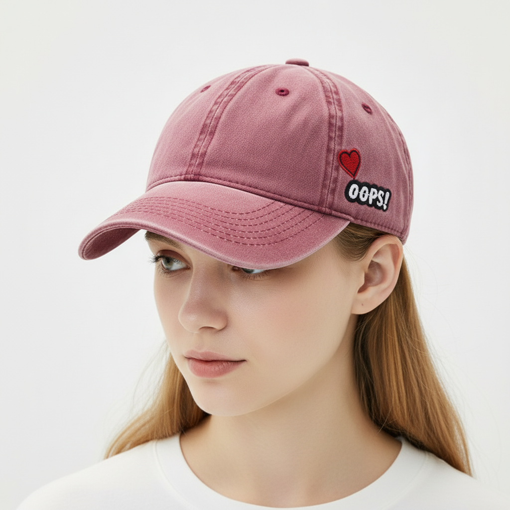 Pink OOPS Cap Close-up