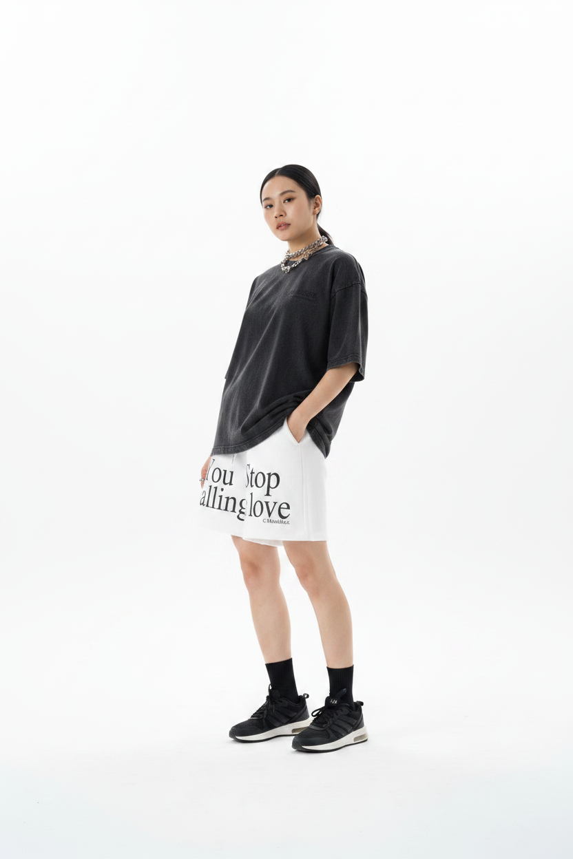 Short lettres blanc hip-hop