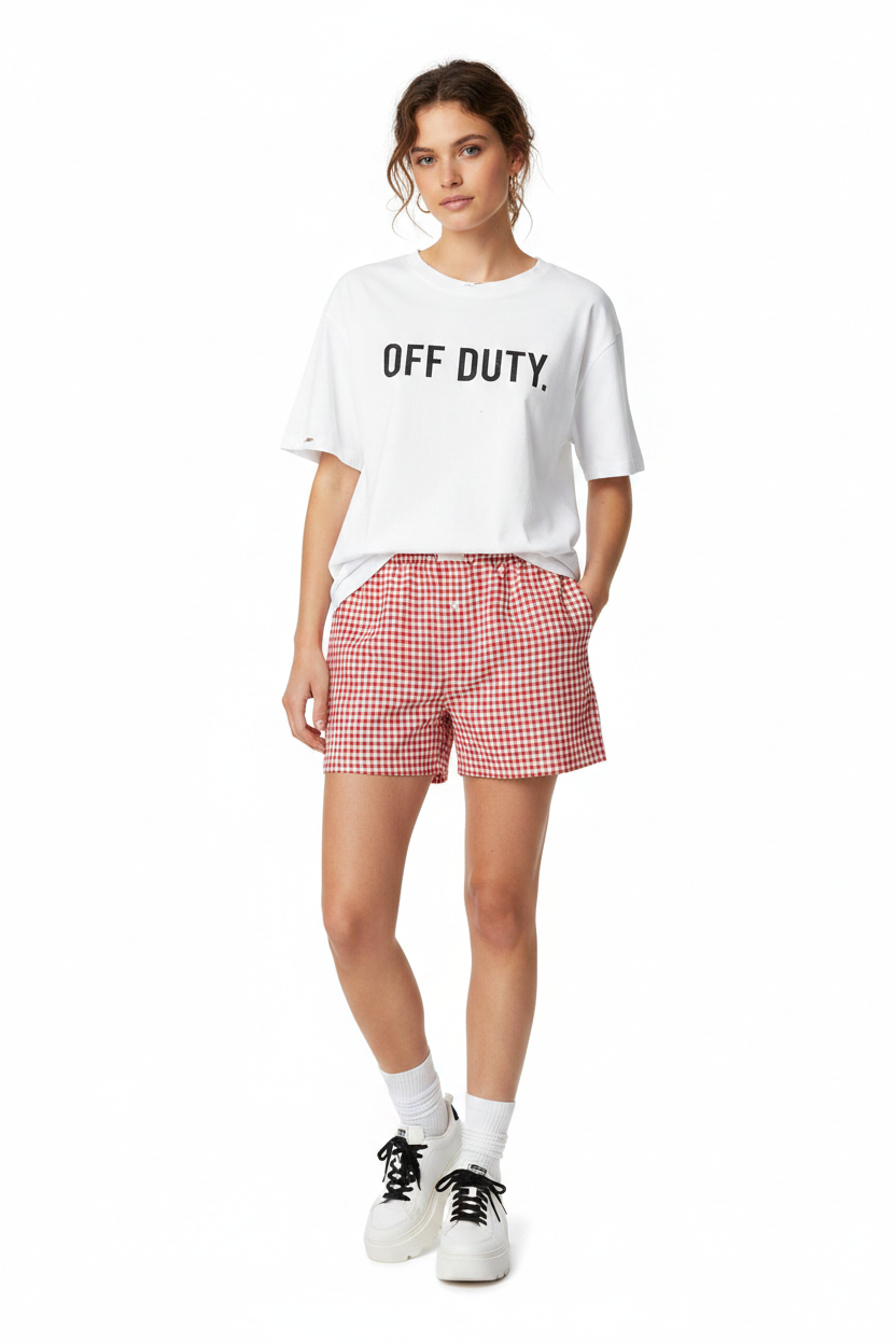 Short vichy rouge mannequin