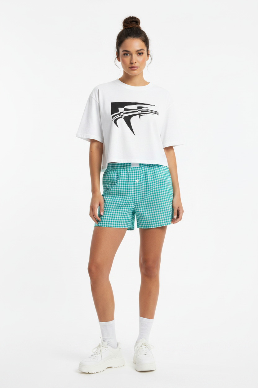 Short vichy turquoise mannequin