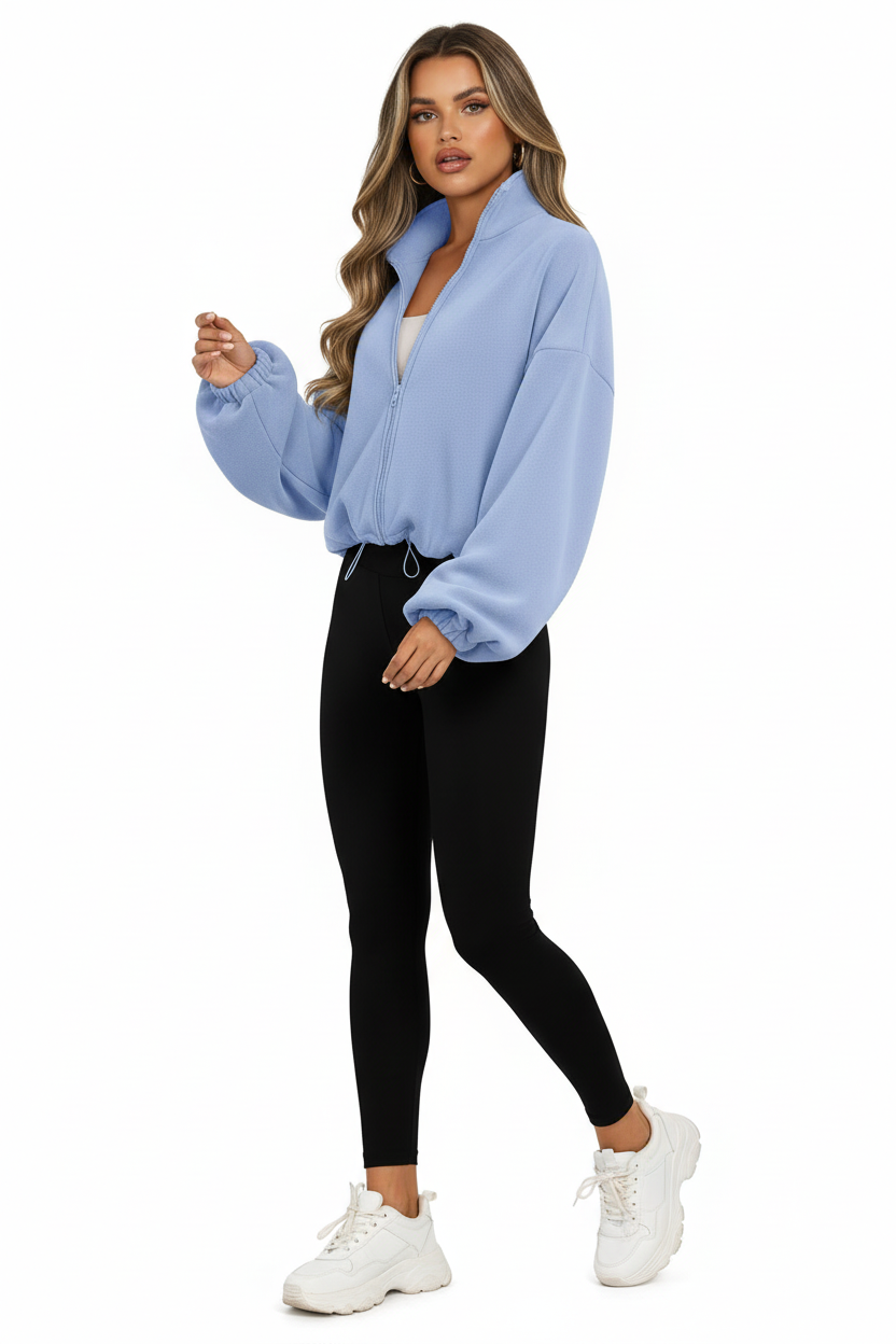 Sweat zippé crop - Bleu clair